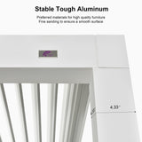 PURPLE LEAF Louvered Pergola 10' x 16' White Outdoor Aluminum Pergola with Roller Blinds Adjustable Gazebo Rainproof for Patio Deck Garden, 1 Long Side and 2 Short Side PURPLE LEAF