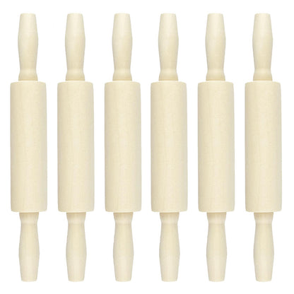 Miokun 6 Pack Wood Small Rolling Pin for Kids, 7.9 Inch Kids Rolling Pin for Home Kitchen