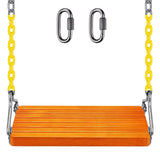 SELEWARE Wooden Swing Set, Wood Tree Swing Seat with Chain, Wood Swing Set Seat Accessories for Adult Kid Indoor Outdoor Playground Backyard SELEWARE