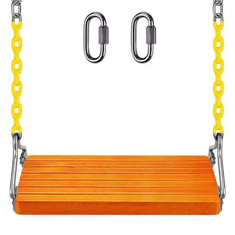 SELEWARE Wooden Swing Set, Wood Tree Swing Seat with Chain, Wood Swing Set Seat Accessories for Adult Kid Indoor Outdoor Playground Backyard SELEWARE