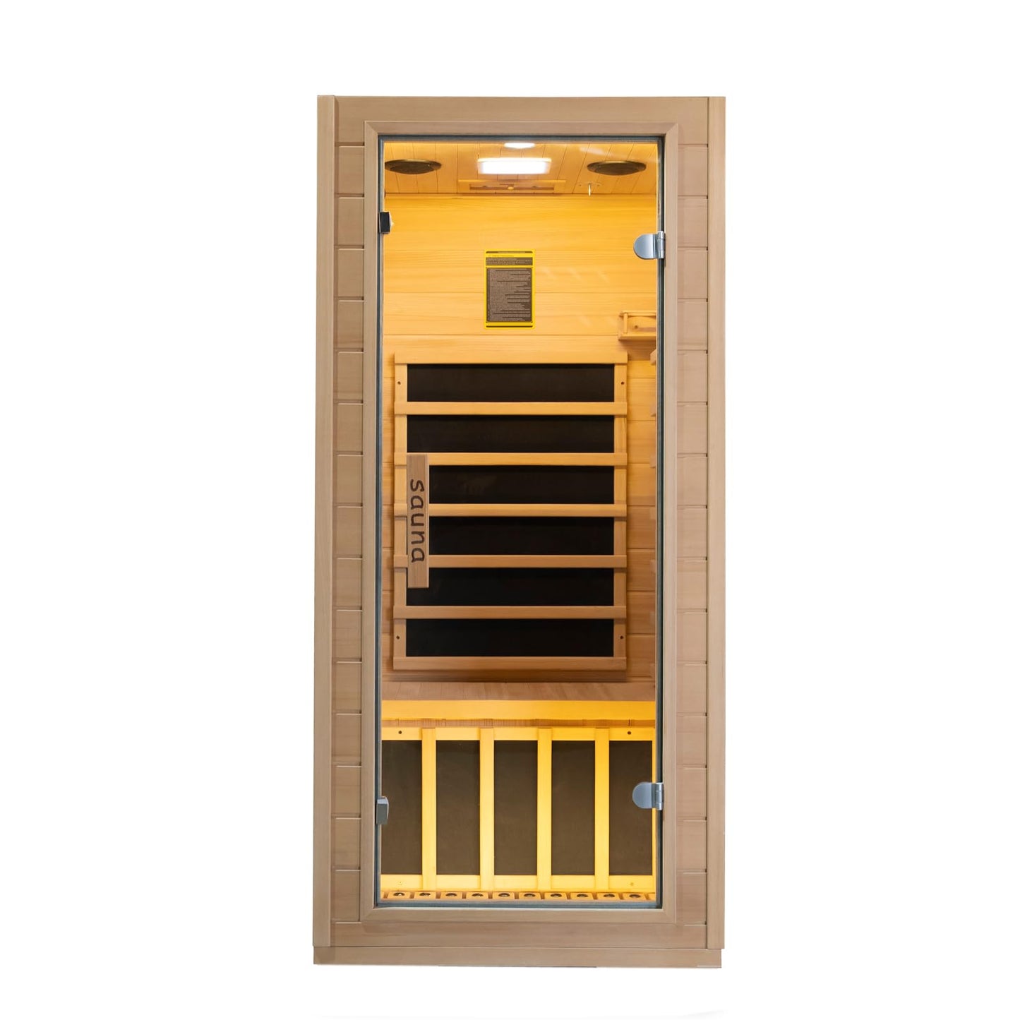 Indoor Far Infrared Sauna Room , Low EMF 5 Heating Panels 1400W Infrared Therapy for Personal Wooden Dry Sauna with Bluetooth Speakers LED Lamp 1 Person Home Spa for Christmas Valentine's Day Gift.