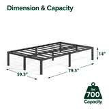 ZINUS Yelena 14 Inch Metal Platform Bed Frame, Steel Slat Support, No Box Spring Needed, Easy Assembly, Queen Zinus