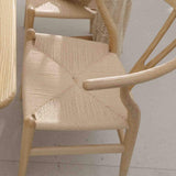 VODUR Wishbone Chair Natural Solid Wood Dining Chair/Hans Vegner Y Chair Rattan and Wood Accent Armrest Chair (Ash Wood + Natural Wood Color - 1 VODUR