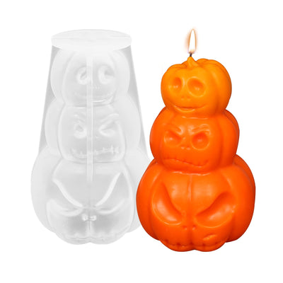 3D Pumpkin Candle Mold Halloween Resin Casting Silicone Mold for DIY Aromatherapy Candles Wax Plaster Polymer Clay Decoration