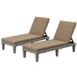 YITAHOME Outdoor Chaise Lounge Chair, Plastic Pool Chaise Lounge with Cushions & 5-Position Backrest, Easy Assembly & Waterproof for Patio & Poolside, Set of 2, Brown YITAHOME