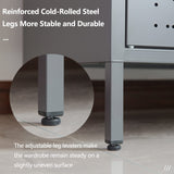 BESFUR Bedroom Armoires, Metal Wardrobe Armoire Closet with Hanging Rod, Adjustable Shelves, 20" D x 31.5" W x 74" H - Charcoal Grey BESFUR