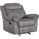 Acme Zubaida Velvet Horizontal Upholstered Glider Recliner in 2-Tone Gray Acme