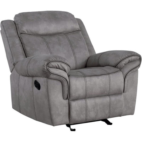 Acme Zubaida Velvet Horizontal Upholstered Glider Recliner in 2-Tone Gray Acme