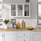 FIMELLO Wall Cabinet, Acrylic Glass Wall Mounted Storage Cabinets， Medicine Cabinet for Kitchen Garage Laundry, White, 3 Door FIMELLO