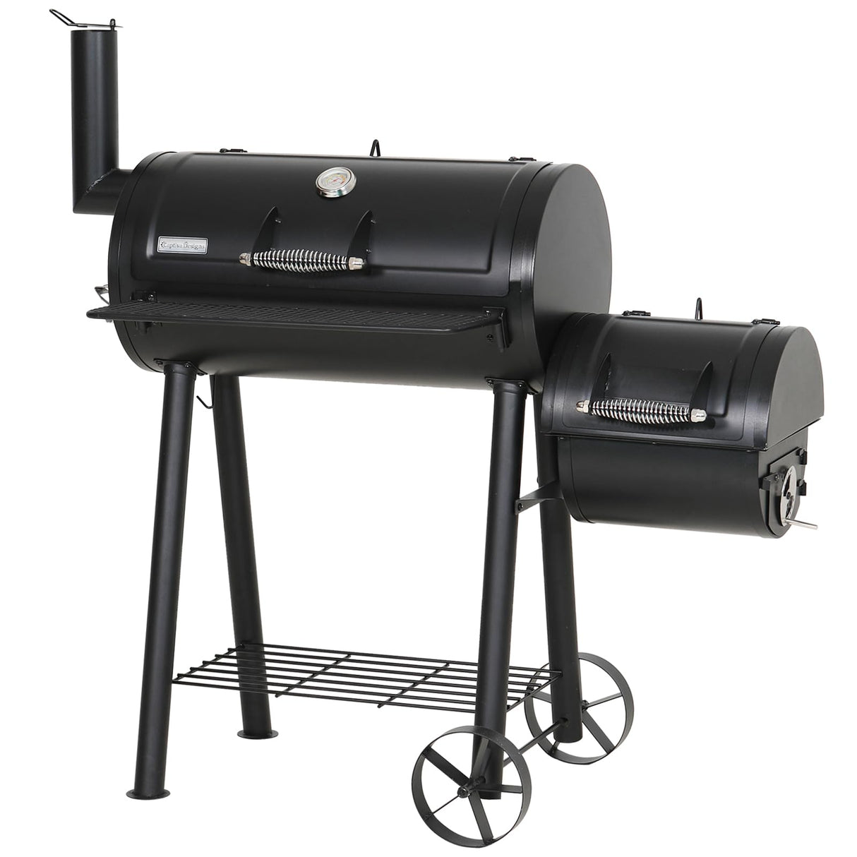 GREEN PARTY Offset Smoker Charcoal Grills with 28-Inch Cook Chamber, Barrel Smoker and Charcoal Grill Combo, 512 Sq. In. Space Barrel Charcoal Smoker Grill for Outdoor BBQ Patio Backyard Cooking GREEN PARTY