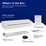 Laminator 13 Inch A3 Laminator Machine, 7 in 1 Desktop Thermal Laminator Never Jam with 40 Laminating Pouches, Paper Trimmer and Corner Rounder, Fast Warm-Up Home Office School Use, White Zyerch