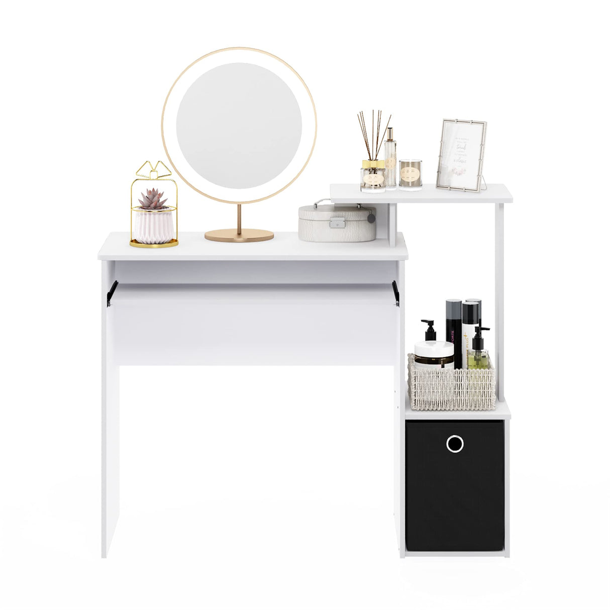 Furinno Econ Multipurpose Home Office Computer Writing Desk, White/Black Furinno