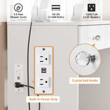 VOWNER Vanity with Lighted Mirror - 47" Makeup Vanity Desk with 7 Drawers, 3 Storage Shelves and Outlet, 3 Color Lighting Modes with Adjustable Brightness, Makeup Desk with Stool for Bedroom, White VOWNER