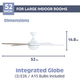 Prominence Home Ashby Modern 52 Inch Ceiling Fan with Light, LED Fan with Remote Control, Tri-Mount Indoor Fan with 5 Blades, White and Gray Oak Blade Finish Options, Farmhouse White (80094-01) Prominence Home