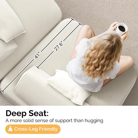 Tabaray 139" Oversized Boneless Couch, Chenille Curved Sofa, Minimalist Modular Sectional Sofa Set with Removable Backrests, 3 Pillows, Deep Seat, Modern Couches for Living Room, Bedroom, Beige Tabaray