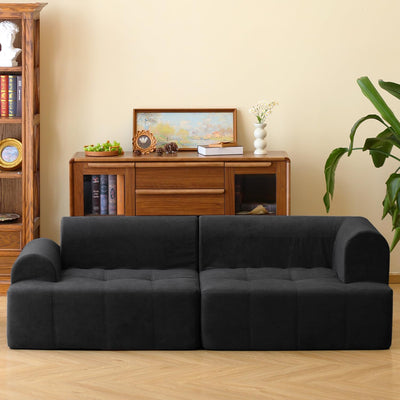 N&V Foam Sofa, Made with All Foam, Great for Livingroon and Bedroom (Black)