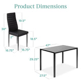 Best Choice Products 5-Piece Glass Dining Set, Modern Kitchen Table Furniture for Dining Room, Dinette, Compact Space-Saving w/Glass Tabletop, 4 Upholstered PU Chairs, Metal Steel Frame - Black Best Choice Products