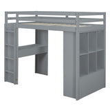 Bellemave Full Size Loft Bed with Desk, Storage, and LED Light in Gray Bellemave