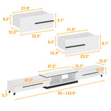 Homsee Extendable TV Stand for TVs up to 75", Modern TV Cabinet & Entertainment Center with Shelves & Drawers, Media Console Table for Living Room, Bedroom, White (95" L x 15.7" D x 13.18" H) Homsee