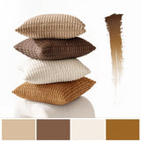 MIULEE Pack of 4 Neutral Corduroy Decorative Throw Pillow Covers 18x18 Inch for Sofa Living Room Couch Bed Rustic Farmhouse Boho Soft Striped Pillow Covers Home Decor Brown MIULEE