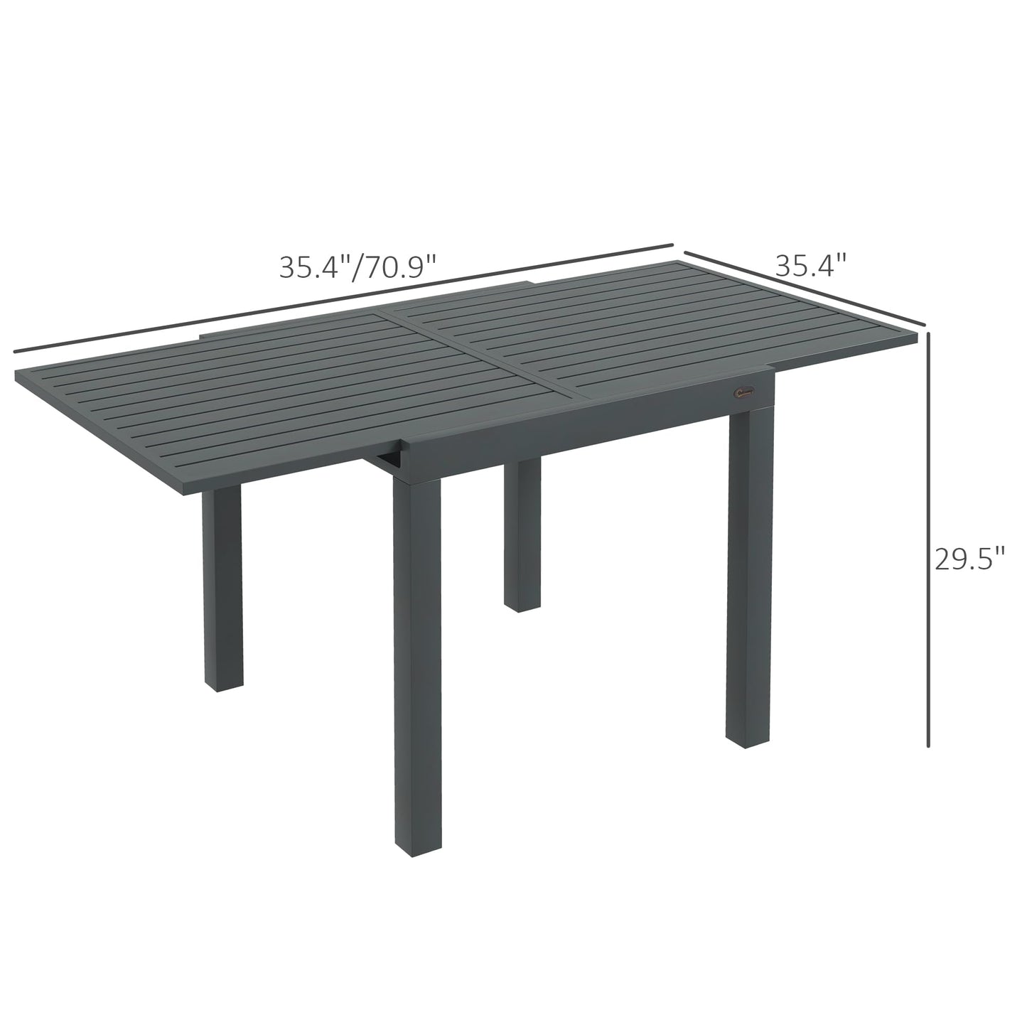 Outsunny Expandable Patio Dining Table for 4-6, 35.5" -70.75" Aluminum Extendable Outdoor Dining Table, Square/Rectangular Patio Table for Garden, Backyard, Poolside, Deck, Gray - WoodArtSupply