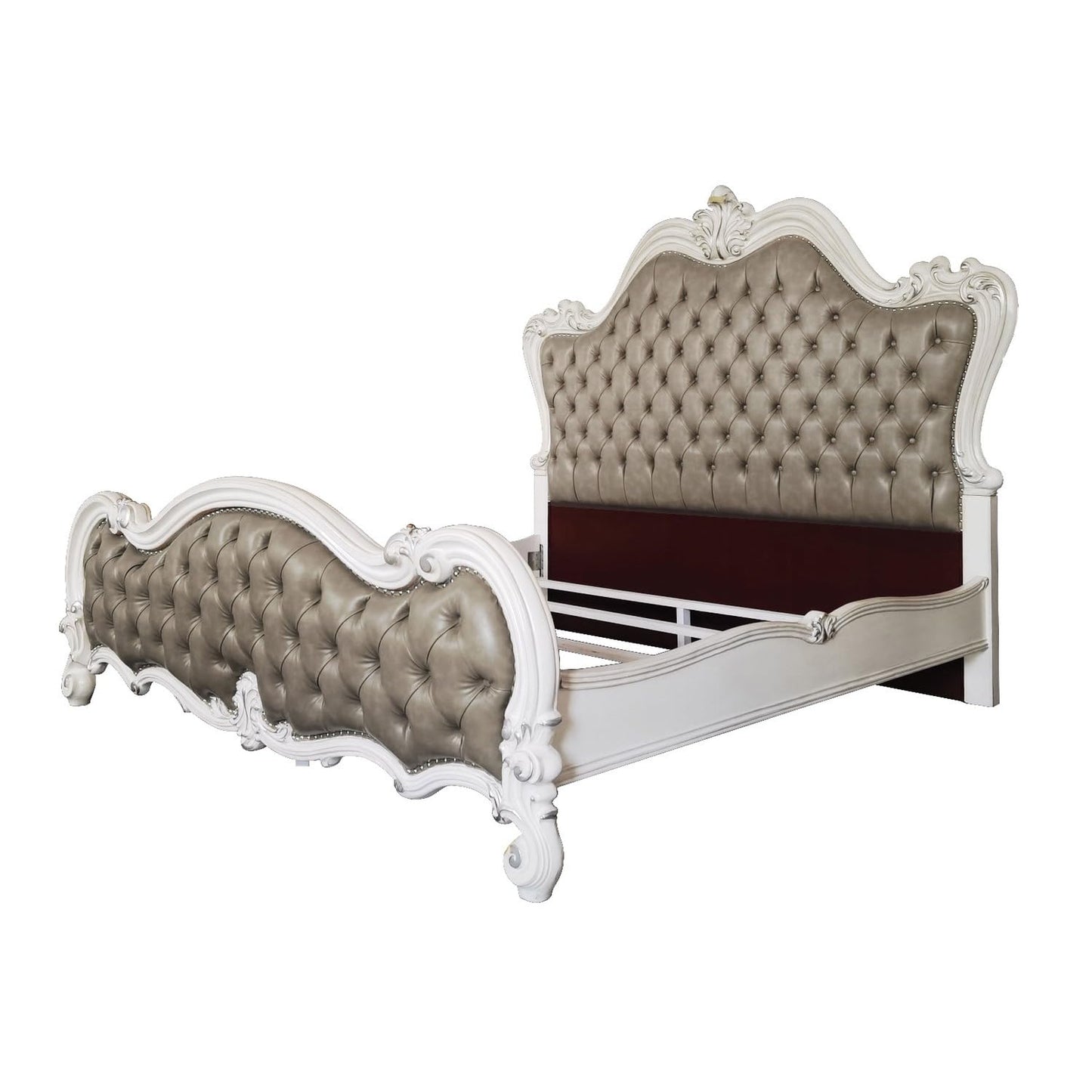 Acme Versailles II Queen Bed in Vintage Gray Polyurethane and Bone White - WoodArtSupply