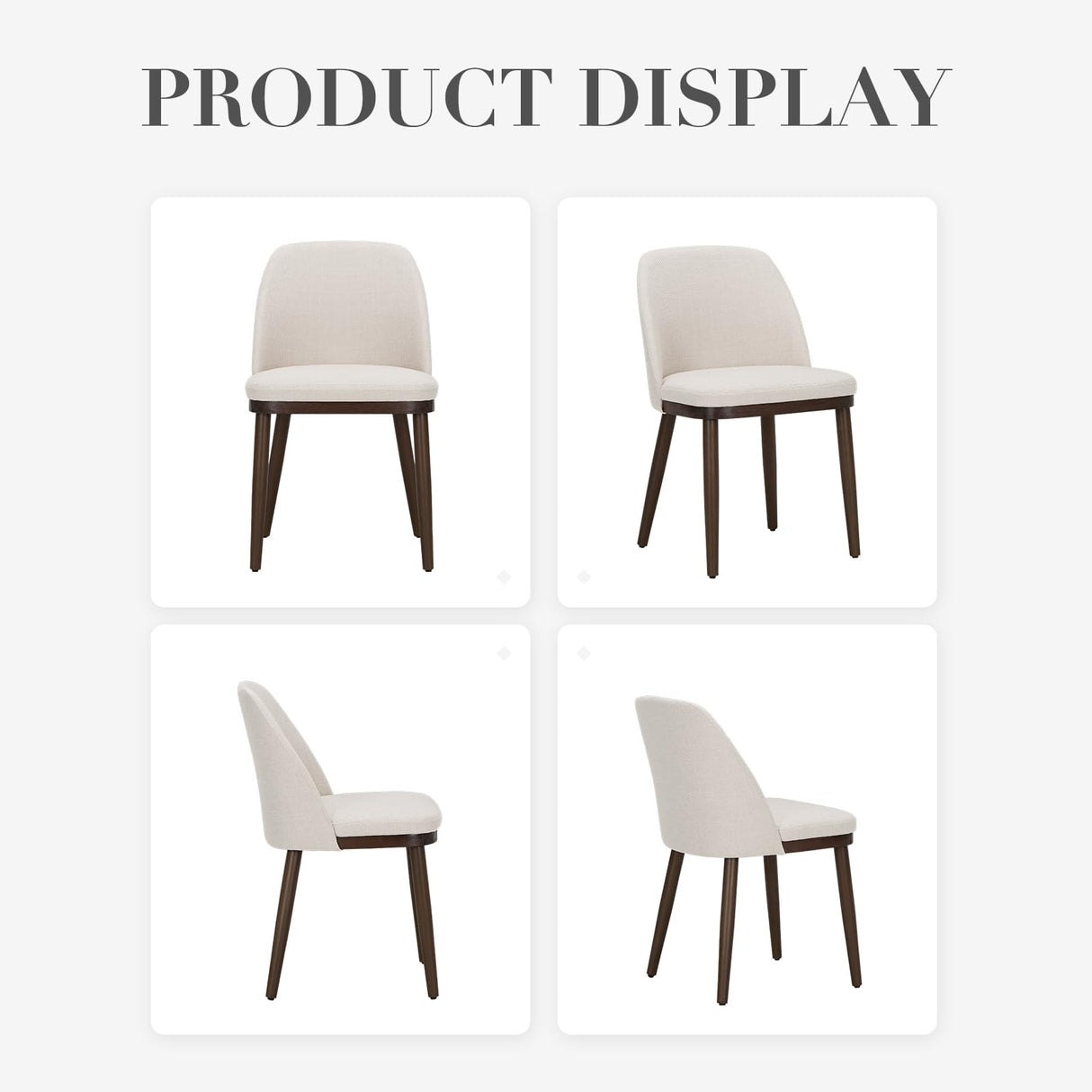 COLAMY Upholstered Dining Chairs Set of 2, Modern Kitchen Chairs with Back, Fabric Side Chair with Wood Legs for Dining Room Kitchen Restaurant, Beige COLAMY