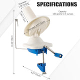 FLKQC Yarn Ball Winder, Hand-Operated Yarn Ball Winder Swift Yarn Winder, Yarn Cake Winder, Needlecraft Yarn Ball Winder Hand-Operated (Blue) FLKQC