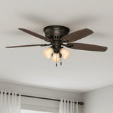 Hunter Fan Company Indoor 53327 52" Builder Low Profile Ceiling Fan with Light, 52 inch, New Bronze finish Hunter