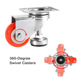 Skelang 4 Pcs 2" Adjustable Leveling Caster, Leveling Feet Wheels, Swivel Plate Casters Wheels, Installing for Industry Equipment, Dollies, Skelang