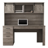 Realspace® Peakwood 65"W Computer Desk with Hutch and Wireless Charging, Smoky Brown Realspace