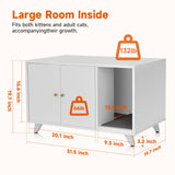 QuicMiou Cat Litter Box Enclosure, Hidden Litter Box Furniture Washroom Storage Cabinet, Modern Cat House with Scratche Pad (White) QuicMiou