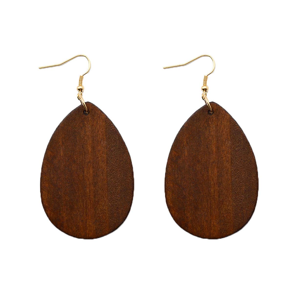 4 Pairs Ethnic Big Geometric Round Circle Teardrop Wood Dangle Earrings Wooden Drop Sets for Women COLORFUL BLING
