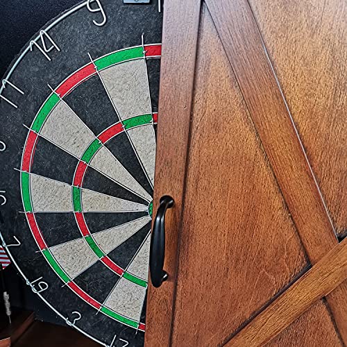 Hathaway Farmington Dartboard and Cabinet Set - Includes 18-in Dartboard, Steel-Tip Darts, Chalk Scoreboards - Perfect for Family Game Rooms, Basements, Home Bars, Walnut - WoodArtSupply