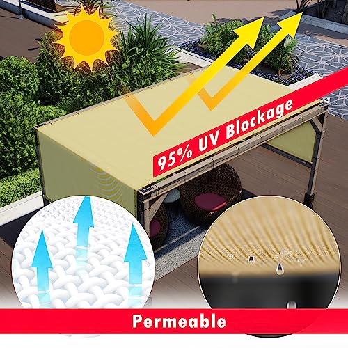 ShadeMart 12' x 18' Sand Beige Pergola Sun Shade Canopy Replacement Cover UPF50, Commercial Grade 260 GSM Cloth for Outdoor Patio, Garden, Deck, Backyard (We Make Custom Size)