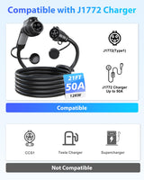EVDANCE EV Charger Extension Cable, J1772 Extension Cable 50A 21FT Charging Cord for Electric Vehicle 110V-240V Compatible for All SAE J1772 Chargers (50A - 21FT) EVDANCE