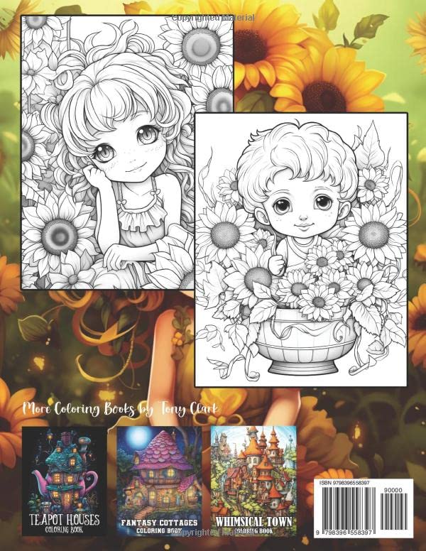 Sunflower Fairy Coloring Book: Relaxing Coloring Book for Adults with Cute Chibi Girls and Boys Majosta