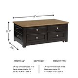 Signature Design by Ashley Drazmine Casual Lift-Top Coffee Table with 4 Drawers and Casters, Dark Brown & Light Brown Signature Design by Ashley