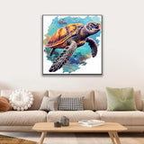 JUJUHOOD Abstract Turtle Framed Paint by Numbers Kit for Adults Beginner & Kids Ages 8-12, Ccean Turtle Paint by Number Without Easel, Simple Paint by Numbers for Gift Home Wall Decor (10x10Inch) JUJUHOOD