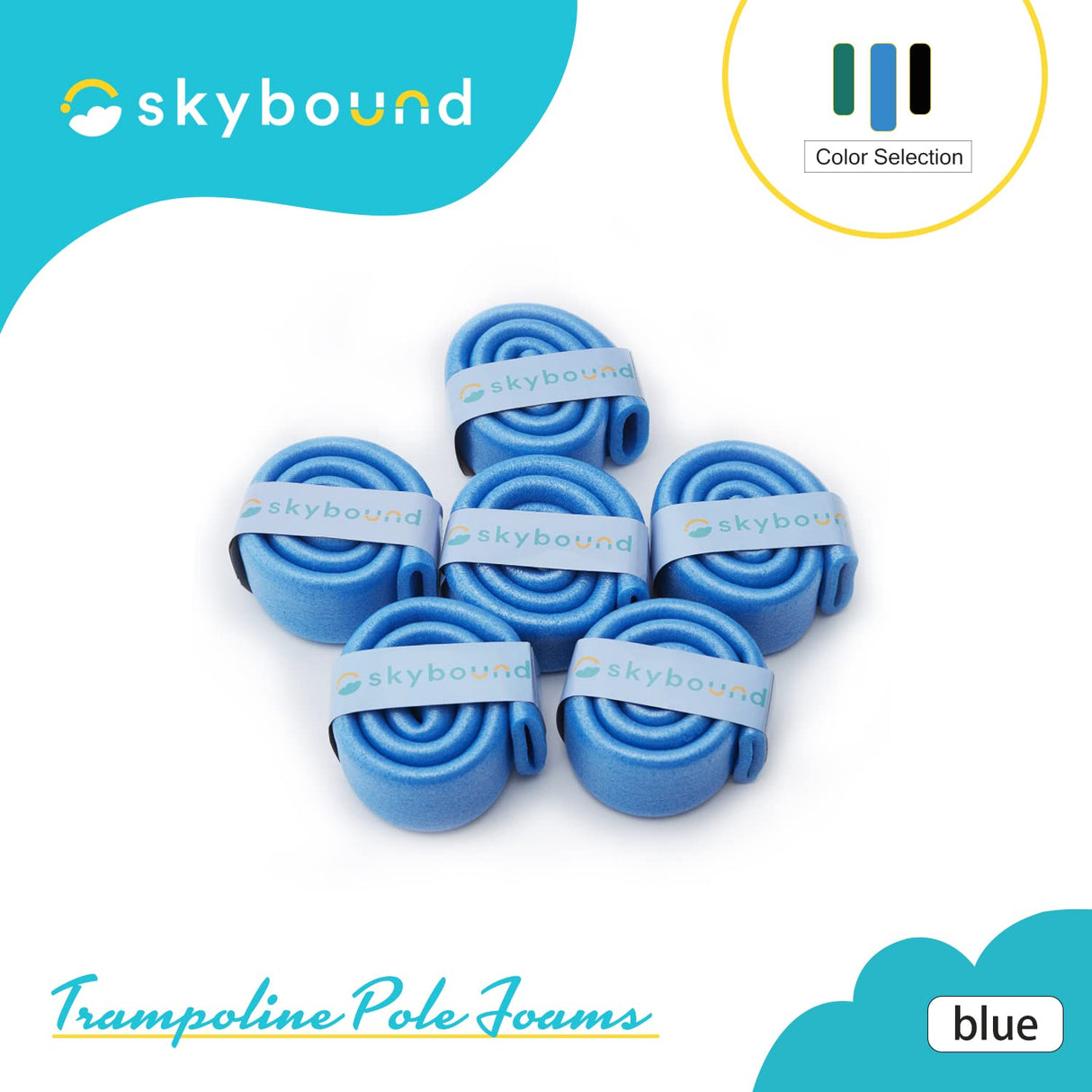 SkyBound Replacement Trampoline Enclosure Foam - Trampolines Poles Cover - Protective Poles Cover Tube Set for Safety Protection - Set of 12 - Variety of Colors and Sizes Blue SkyBound
