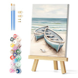 Natuyalo Paint by Numbers Kit with Framed - Boat on Beach Paint by Numbers for Adults Beginner Seascape DIY Acrylic Painting by Numbers Kit Colorful Paintworks Artwork, 12x16 Inch Natuyalo