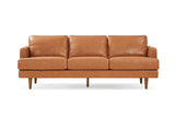 Valencia Grosseto 87” Cognac Tan Brown 3 Seater Full Leather Sofa | Mid Century Italian Nappa Leather Couch for Living Room Furniture | Double Stitched Seams, Removable Cushions VALENCIA THEATER SEATING