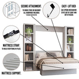 Oakland Living Easy-Lift Queen Murphy Wall Bed in Grey with Two Bookshelves Oakland Living