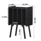 LELELINKY Record Player Stand,Black Vinyl Record Storage Table with 4 Cabinet Up to 100 Albums,Mid-Century Turntable Stand with Wood Legs,Vinyl Holder Display Shelf for Living Room LELELINKY