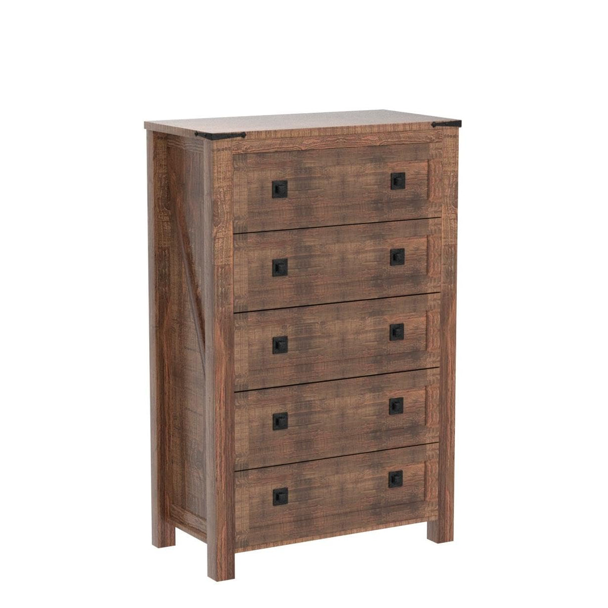 T4TREAM Farmhouse 5 Drawers Dresser Chests for Bedroom, Wood Rustic Tall Chset of Drawers,Dressers Organizer for Bedroom, Living Room,Hallway, Reclaimed Barnwood T4TREAM