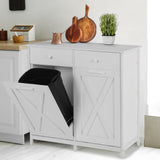 MAMIZO Double Tilt Out Trash Cabinet 10 Gallon*2,Kitchen Garbage Cabinet,Pet-Proof Standing Hidden Dual Laundry Sorter,W/Hideaway Drawer,for Kitchen,Living,Dining Room (White) MAMIZO