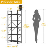 DWVO 5 Tier Bookshelf, Industrial Bookshelves Open Shelf Bookcase, Storage Shelves Organizer Display Rack for Bedroom,Living Room,Office,Kitchen, Charcoal Gray DWVO
