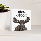 SJNH Funny Bathroom Wood Sign Nice Caboose Funny Moose Wood Block Sign for Bathroom Shelf Toilet Restroom Home Tabletop Desk Decor,Farmhouse Bathroom Wooden Box Sign SJNH