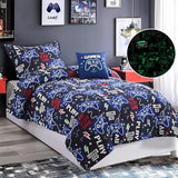 Wink Deer Twin Comforter Set for Boys-3 Pieces Gamer Glow in the Dark Twin Bedding Sets for Kids,1 Comforter,1 Sham and 1 Decor Pillow Wink Deer
