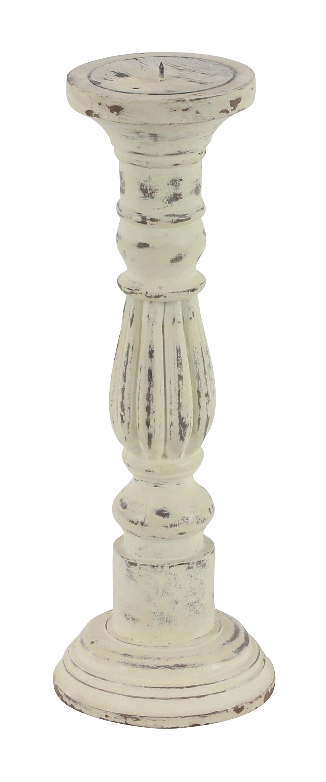 Deco 79 Mango Wood Solid Candle Holder, Set of 3 21", 17", 15"H, White Deco 79